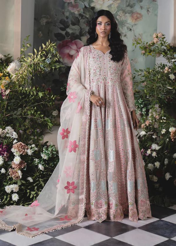 Blush Pink Maxi Dress | Pakistani Wedding Outfit