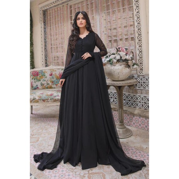 Black Long Frock | Eid Dress for Women | Party & Daily Wear - Etsy Black Long Frock | Eid Dress for Women | Party & Daily Wear - Etsy