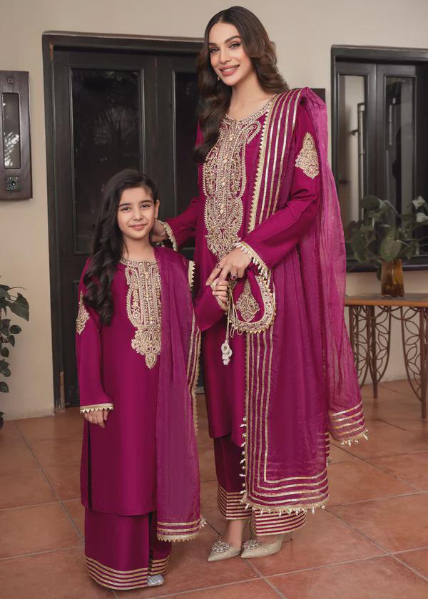 slim fit dress slacks High Low Navy Long Sleeve Mother Daughter Matching Formal Dress MGD014 main image 1