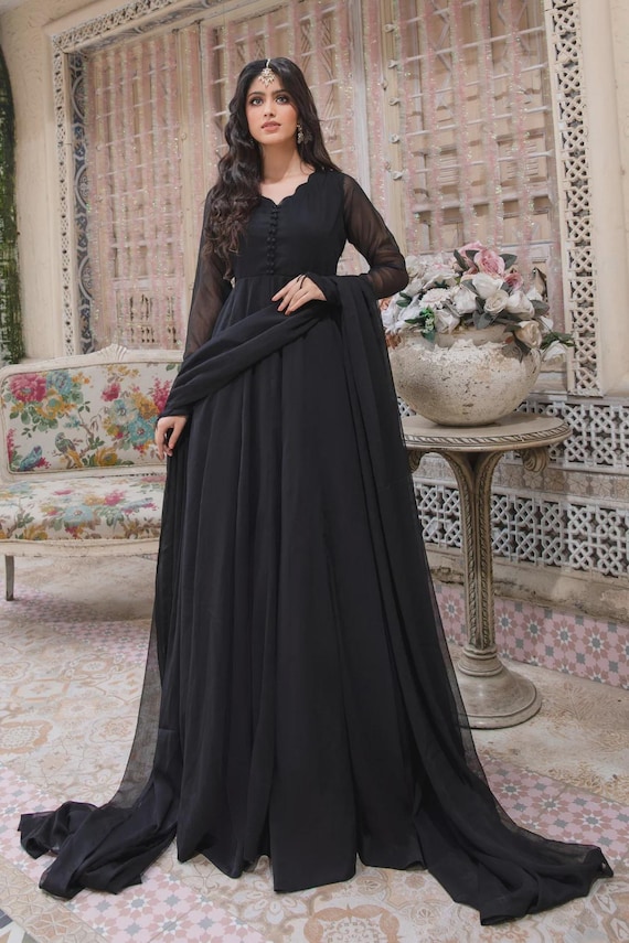 Black Long Frock | Eid Dress for Women | Party & Daily Wear - Etsy