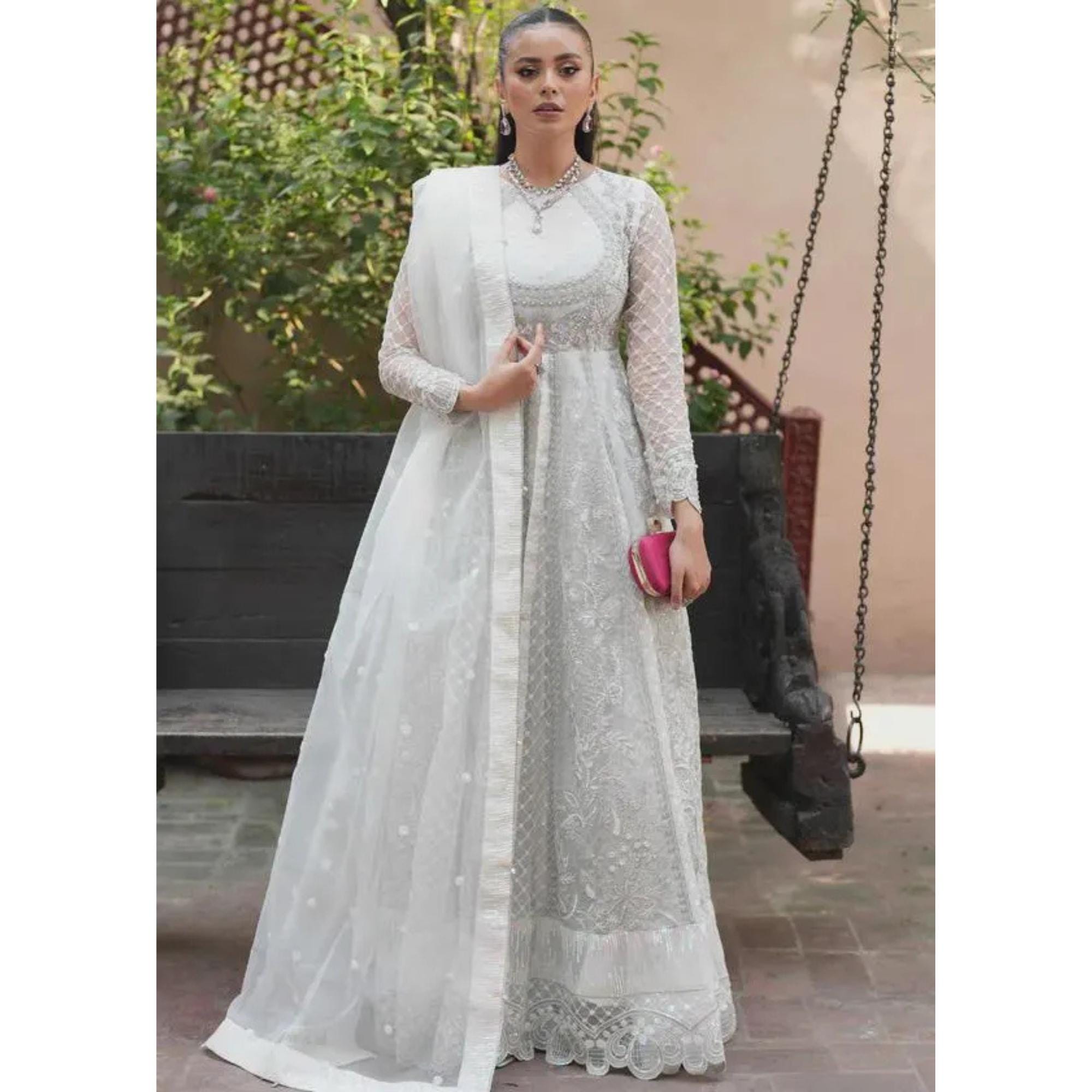 White Embroidered Nikkah Dress