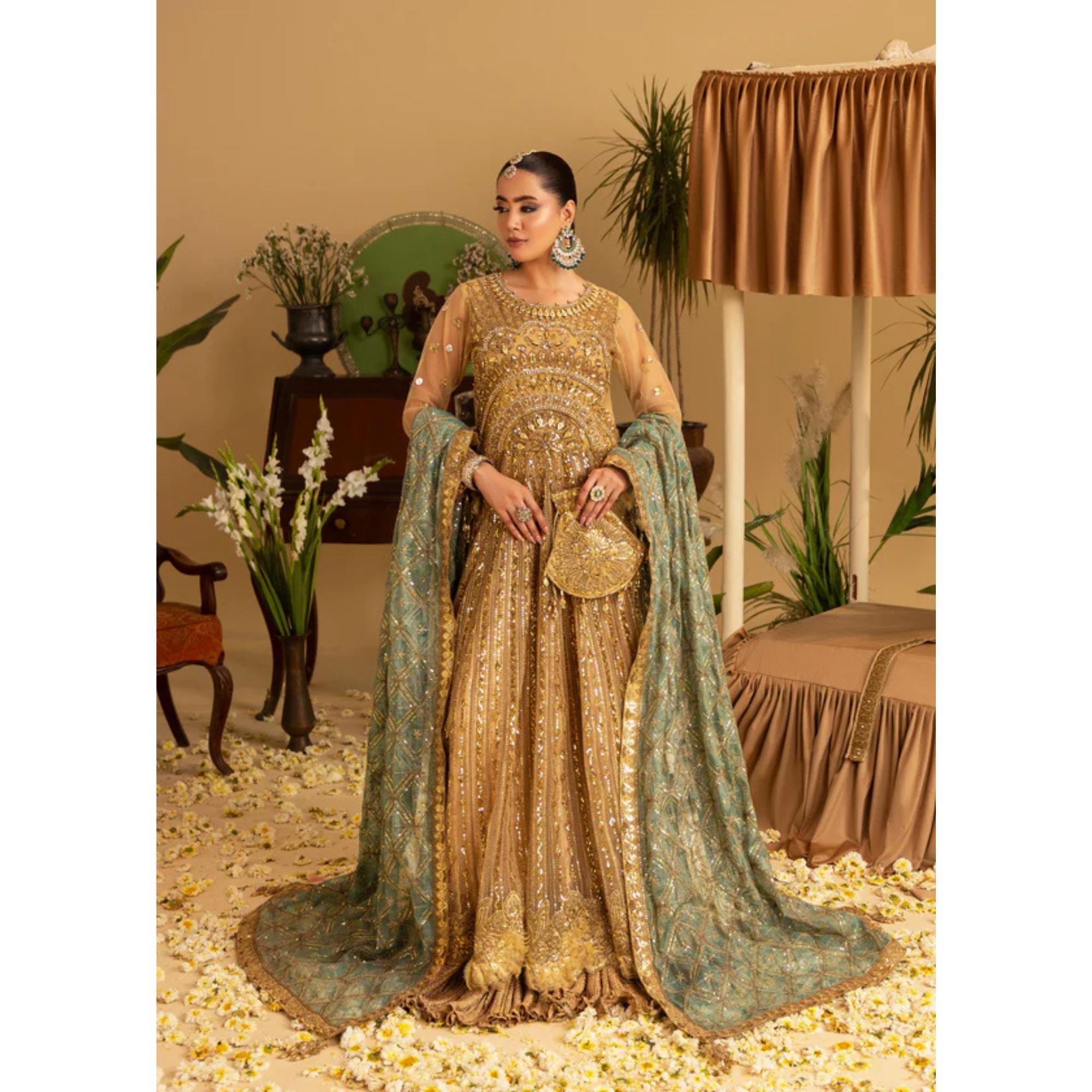 Pakistani Wedding Dress Gold - Etsy Pakistani Wedding Dress Gold - Etsy