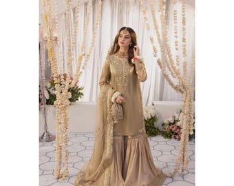 Mesori Gharara Set | Bridal Wedding Outfit | Heavy Embroidered Pakistani Dress