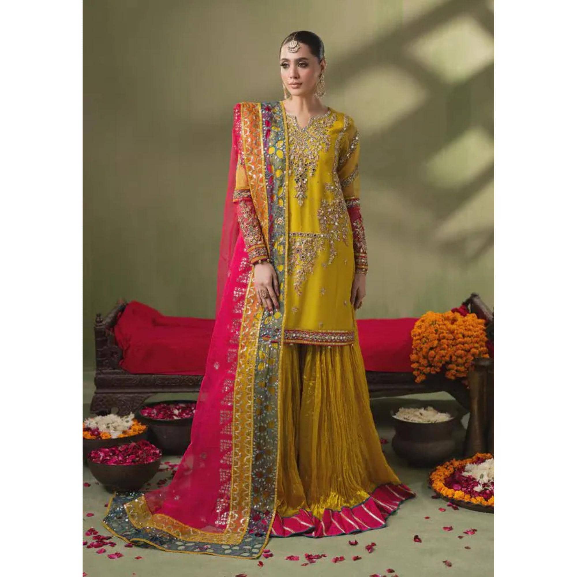 Green and Yellow Mehndi Dress - Etsy Green and Yellow Mehndi Dress - Etsy