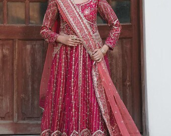 Organza Lehenga | Pakistani Dresses | Pakistani Suits | Pakistani Clothes | Embroidered Handwork Lehenga Set | Pakistani Dresses For Women