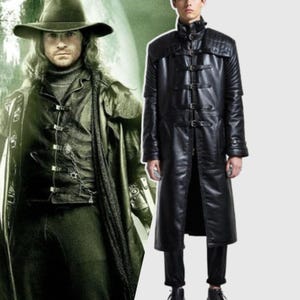 Van Helsing -Inspired Vampire Hunter Black Leather Trench Coat
