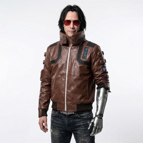 サイバーパンクサムライコスプレジャケット、ボンバーレザージャケット