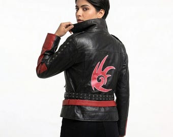 Shadow the Hedgehog Inspired Black Women Leather Jacket – Bold Cosplay & Streetwear Look