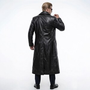 Gabardina negra de Albert Wesker para hombre, disfraz de cosplay de Resident Evil, abrigo de cosplay de RE 5, abrigo de cuero auténtico imagen 3