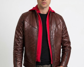 Jason Todd Cosplay Lederjacke Mit Kapuze, Titans Cosplay Kostüm, Krokodiljacke