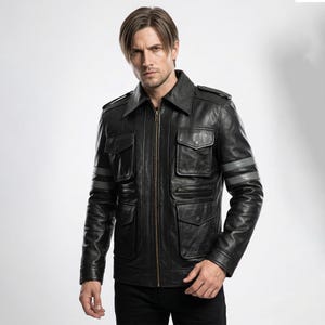 レオン・ケネディ バイオハザード4 風レザージャケット、re4 ボンバー 