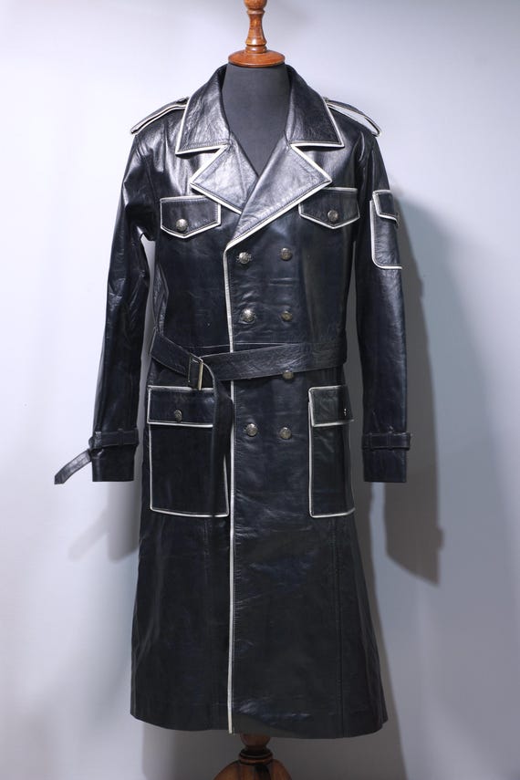 ヴィンテージ第二次世界大戦ミリタリーレザートレンチコート｜ベルトと
