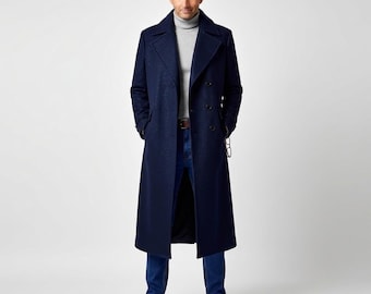 Abrigo largo de lana inspirado en el decimocuarto Doctor David Tennant para cosplay y disfraz de Halloween, abrigo largo para cosplay