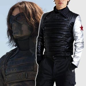 Winter Soldier Bucky Barnes Jacket, Cosplay Leather Jacket, Sebastin Stan Cosplay