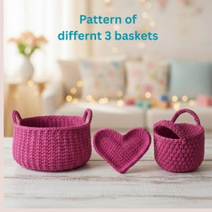 DIY Crochet Basket Pattern: Round, Heart, Nesting Designs (PDF)