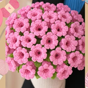 Gehäkelte Blumenstrauß Decke - Sonnenblume, Rose & Maiglöckchen - Handgemachtes Geschenk für Mama oder Braut