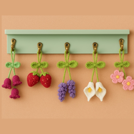 Crochet Car Hanging Patterns Bundle, Bell Flowers,calla Lily