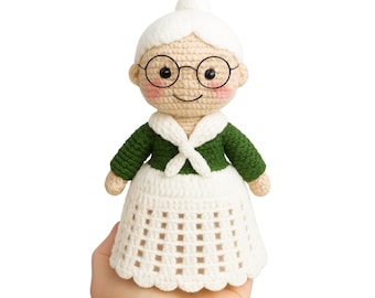 Grandma Crochet Pattern: No-Sew Granny Amigurumi Doll (PDF Pattern) English & French version