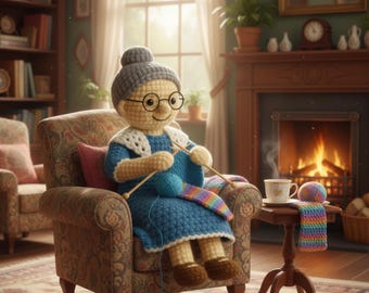 Crochet Granny Doll Pattern: Amigurumi Pincushion (PDF Download) English, French,German Version