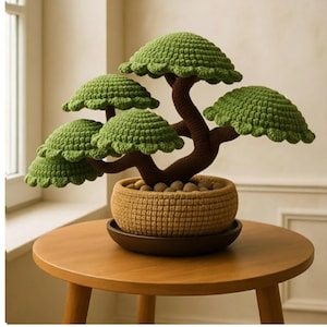 Crochet Bonsai Tree Pattern: Amigurumi Plant Decor (PDF Download) English,Italian,French Version