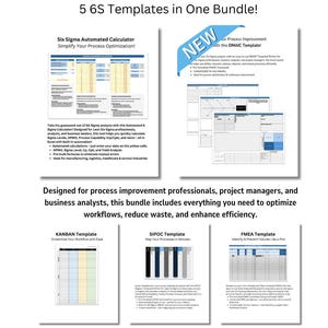 Six Sigma Toolkit –  6S Templates and Calculator / Excel or Printables