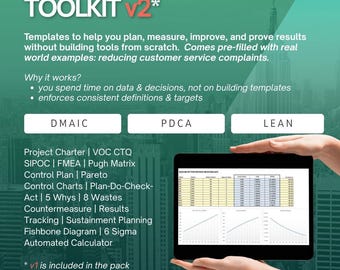 Zestaw narzędzi Excel do ciągłego doskonalenia | Szablony 6Sigma DMAIC, PDCA i rozwiązywania problemów
