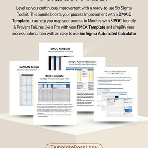 Six Sigma Toolkit –  6S Templates and Calculator / Excel or Printables