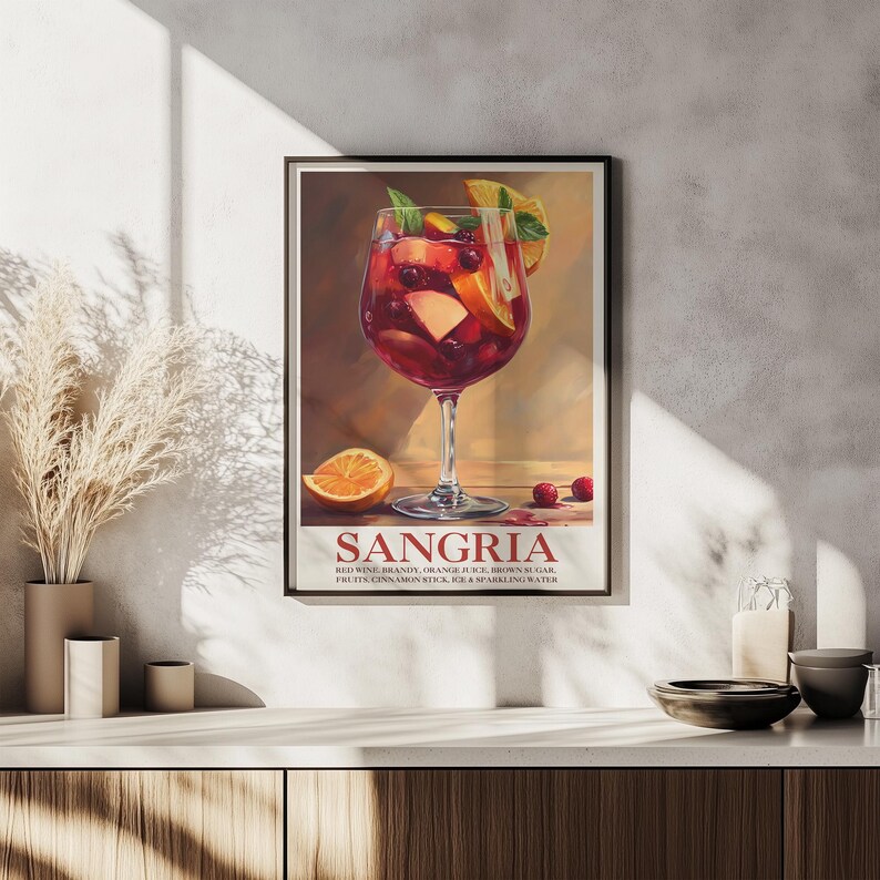 Sangria Art Print: Vibrant Wine Cocktail Illustration (digital Download ...