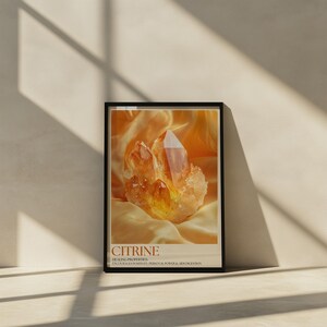 Citrine Crystal Rolled Poster, Positive Energy Wall Art, Home Decor, Healing Properties Decor, Gifts for Wellness Lovers, Inspirational Wall
