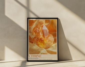 Citrine Crystal Rolled Poster: Positive Energy Wall Art
