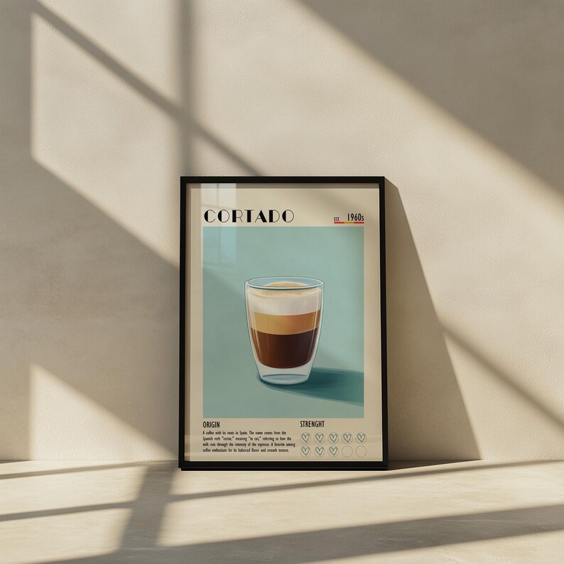 Affiche giclée d'art de café Cortado, décoration de café image 4