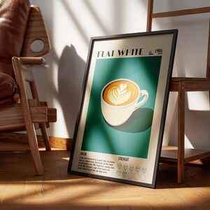 Vintage Flat White Art Print, Coffee Shop Decor image 3