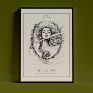 The World Tarot Card Print, Celestial Wall Art, Witchy Decor, Line Art Poster, Graduation or New Chapter Gift