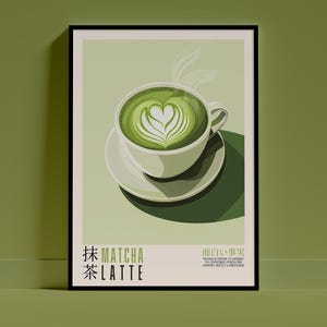 Matcha Latte Poster - Sage Green Wall Art, Trendy Decor, Japanese