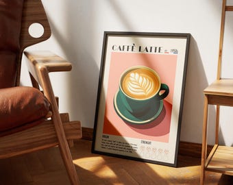Caffe Latte Rolled Poster: Vintage Coffee Shop Wall Art