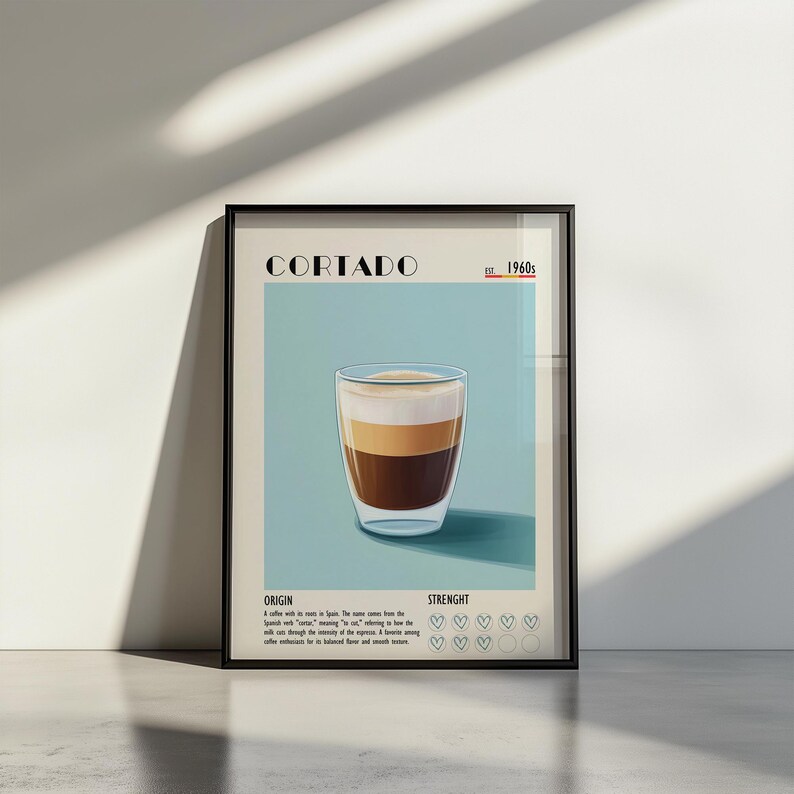 Affiche giclée d'art de café Cortado, décoration de café image 5