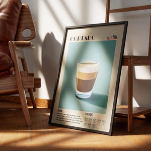 Affiche giclée d'art de café Cortado, décoration de café image 2