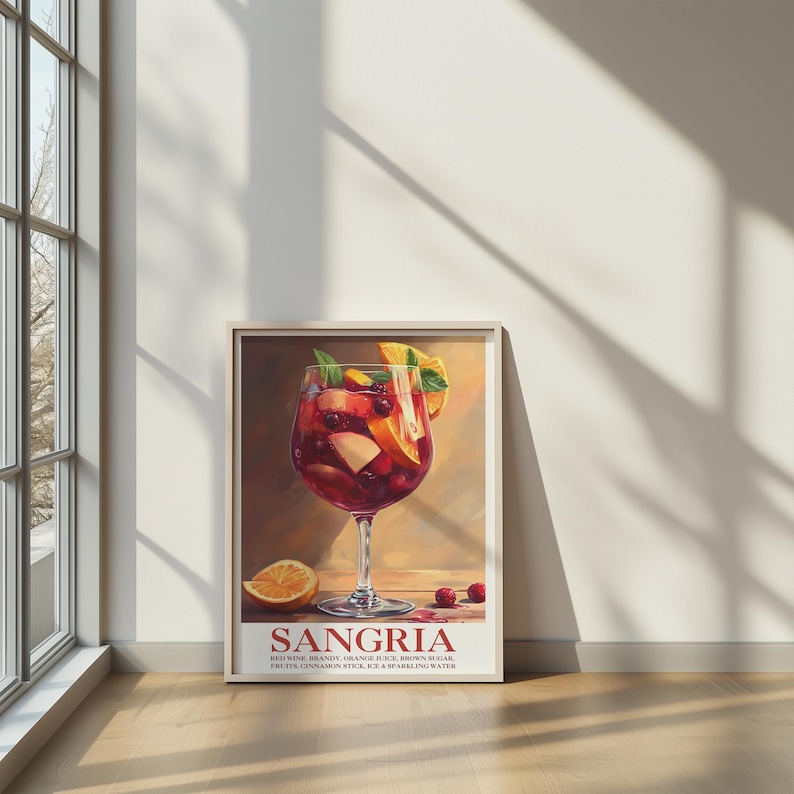 Sangria Art Print: Vibrant Wine Cocktail Illustration (digital Download ...
