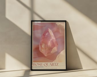 Impressão artística com propriedades curativas de quartzo rosa: decoração espiritual para casa