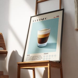 Affiche giclée d'art de café Cortado, décoration de café image 3