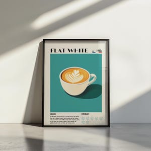 Vintage Flat White Art Print, Coffee Shop Decor image 5