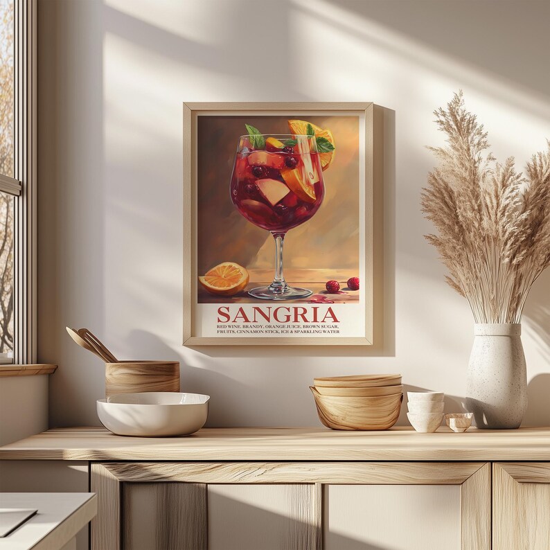 Sangria Art Print: Vibrant Wine Cocktail Illustration (digital Download ...