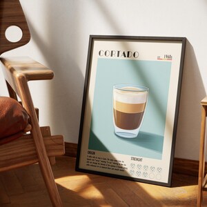 Affiche giclée d'art de café Cortado, décoration de café image 1