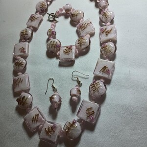 Pink with Roses necklace set