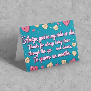 Amigo, You’re My Ride or Die - Funny Spanglish Friendship Card - Digital Download