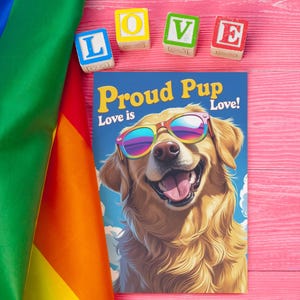 3 cartes de vœux | Lot de cartes « Chiot fier » | Cartes de vœux arc-en-ciel | L'amour est amour | Téléchargement numérique