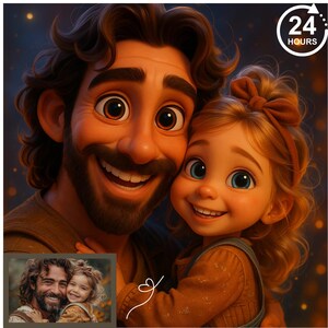 Custom Family Portrait from Photo – Personalized Cartoon Drawing – Animated Style Digital Art – Unique Gift for Families