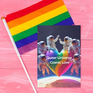 3 cartes de vœux | Lot de cartes Fierté galactique | Univers queer | Amour cosmique | Téléchargement numérique