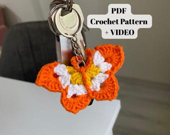Crochet Butterfly Keychain PDF Pattern: Beginner-Friendly Digital Download, summer crochet idea