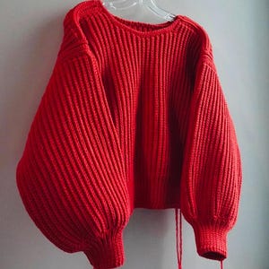 Cozy Handmade Red Crochet Sweater - Perfect for Fall